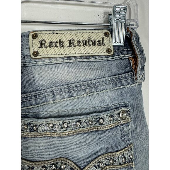 Rock Revival Size 26 Suko Ankle Skinny Light Wash Jeans Embellished - Picture 8 of 12